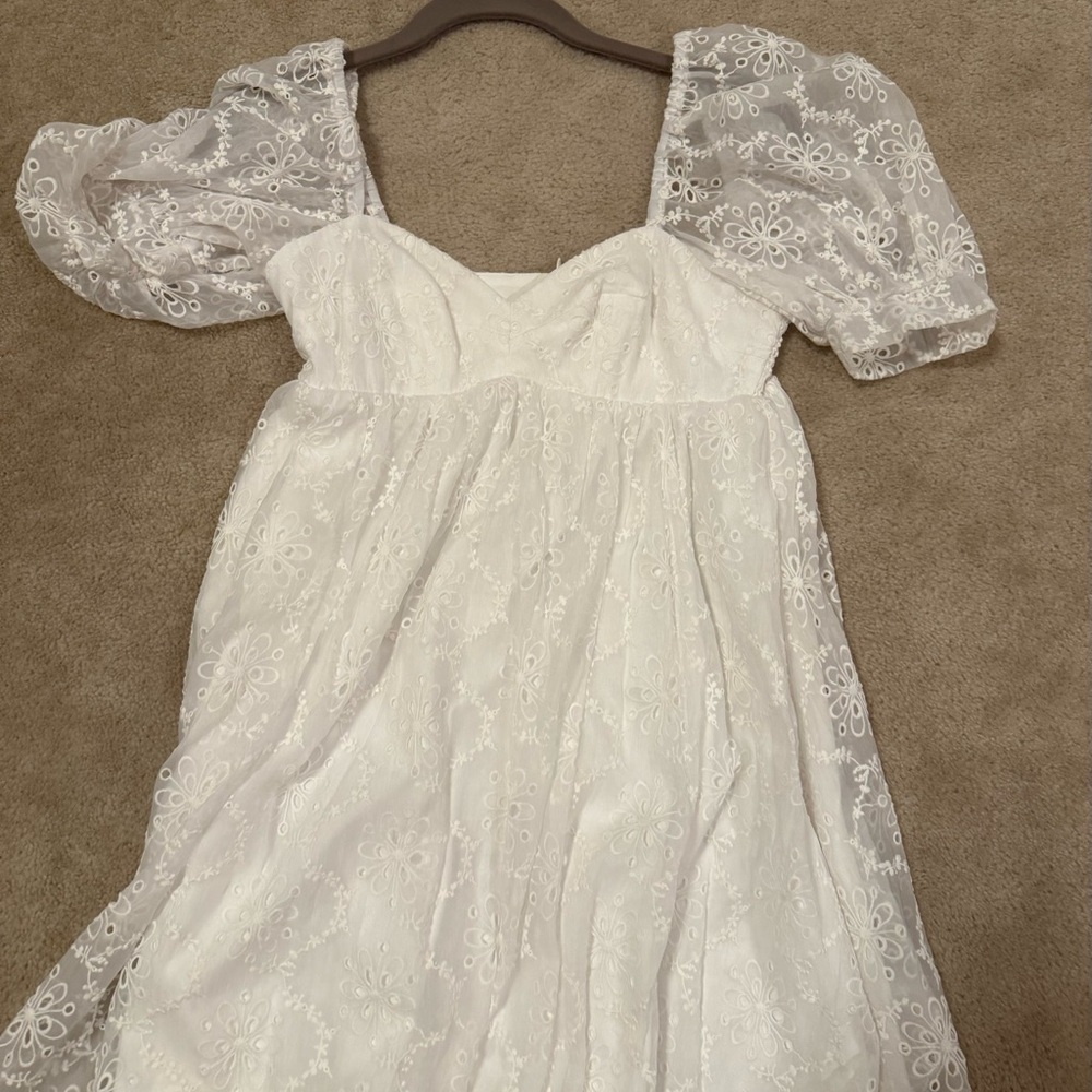 Amanda Uprichard White Puff Sleeve Mini Dress